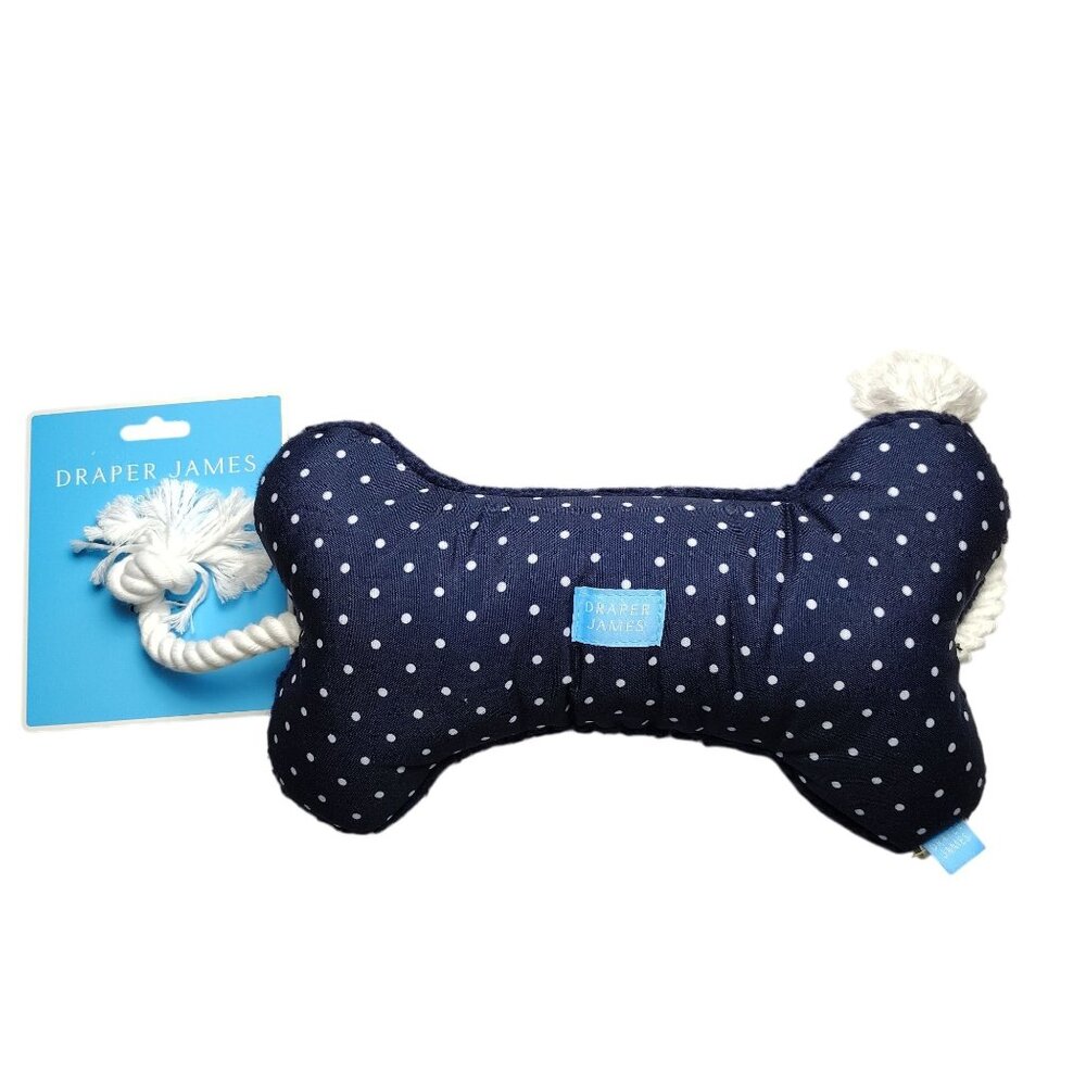 Draper James Polka Dot Bone Dog Toy With Rope and Squeakers